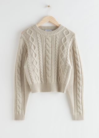 & Other Stories + Short Fitted Cable Knit Jumper