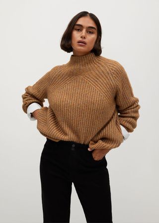 Mango + Metallic-Knit Sweater