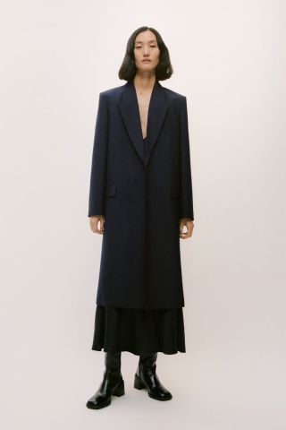 Zara + ZW Collection Minimalist Wool Blend Coat