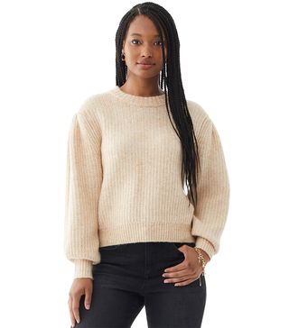 Scoop + Cropped Balloon Sleeve Sweater