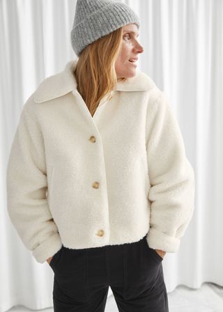 & Other Stories + Buttoned Fuzzy Sherpa Jacket