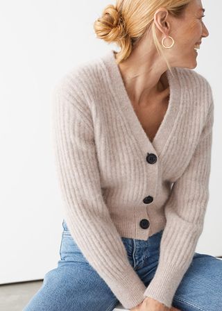 & Other Stories + Cropped Ribbed Alpaca Blend Cardigan