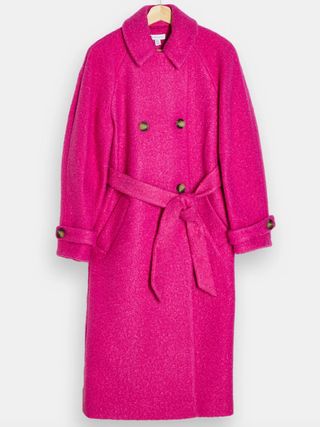 Topshop + Bright Pink Boucle Trench