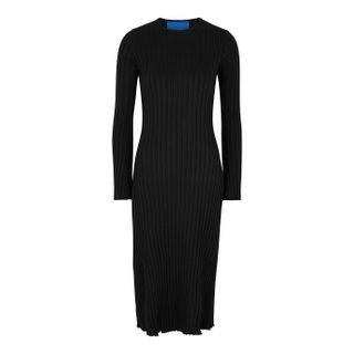 Simon Miller + Wells Black Ribbed Jersey Midi Dress