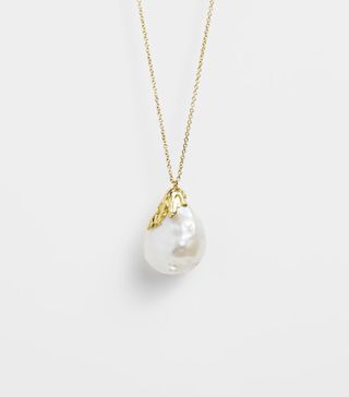 Jessie Thomas Jewellery + Textured Gold Pearl Drop Necklace