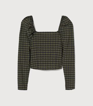 H&M + Crinkled Puff-Sleeved Blouse