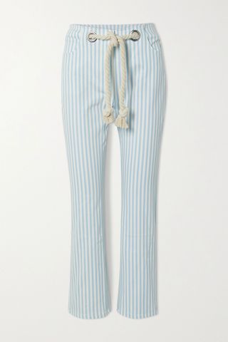 Miaou + Tommy Belted Striped Straight-Leg Jeans