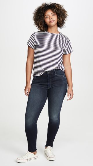 Mother + High Waisted Looker Ankle Fray Jeans