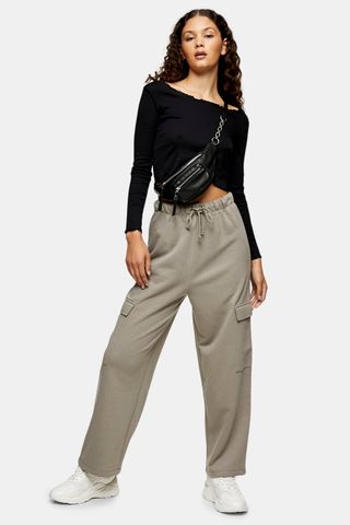 Topshop + Taupe Slouch Utility Sweatpants