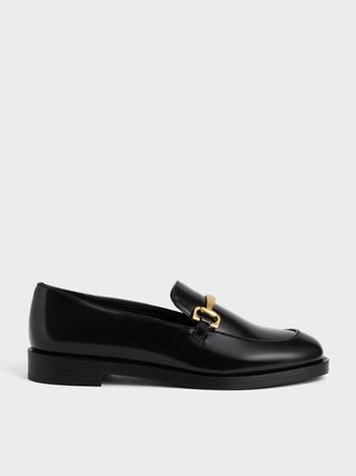Charles & Keith + Black Metallic Accent Loafers