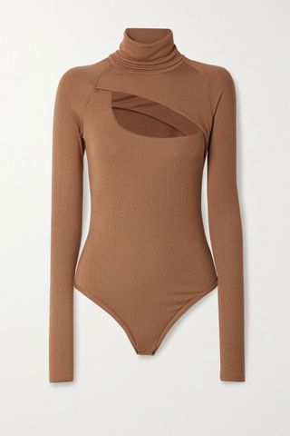 Alix NYC + Carder Cutout Ribbed Stretch-Modal Jersey Thong Bodysuit