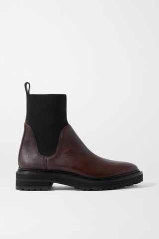 Loeffler Randall + Bridget Textured-Leather and Stretch-Knit Chelsea Boots