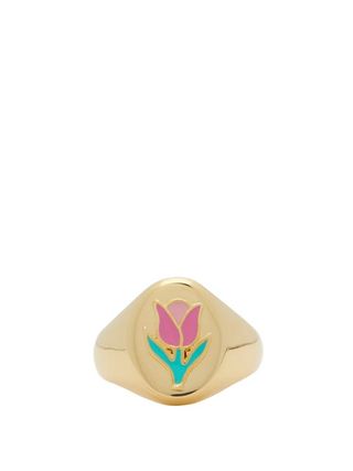 Wilhelmina Garcia + Gold-Vermeil Tulip Signet Ring