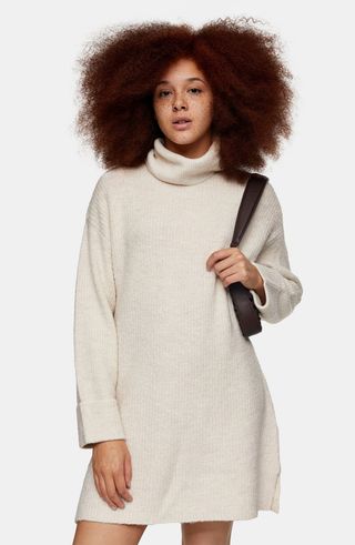 Topshop + Funnel Neck Sweater Dress
