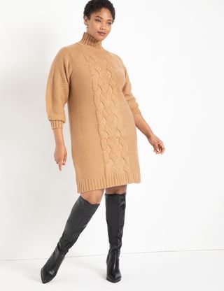 Eloquii + Turtleneck Cable Sweater Dress