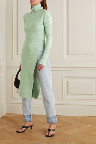 Andersson Bell + Daisy Cutout Ribbed-Knit Turtleneck Tunic
