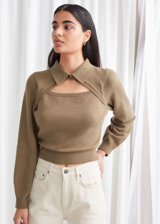 & Other Stories + Knitted Cut-Out Collar Top