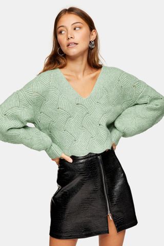Topshop + Green Stitch Knitted Sweater
