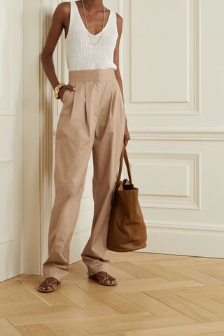 Tove + Lourdes Stretch-Cotton Twill Tapered Pants