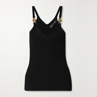 Versace + Embellished Ribbed-Knit Camisole