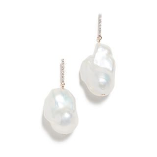 Mateo + 14k Gold Baroque Pearl and Diamond Earrings