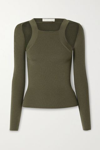 Dion Lee + Ribbed Merino Wool-Blend Tank and Cardigan