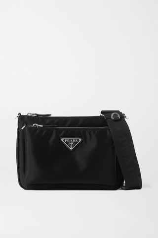 Prada + Tessuto Textured Leather-Trimmed Nylon Shoulder Bag
