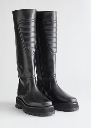 & Other Stories + Topstitched Tall Leather Boots