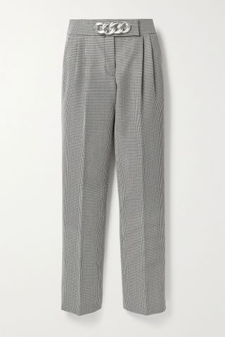 Alexander Wang + Chain-Embellished Houndstooth Wool-Blend Straight-Leg Pants