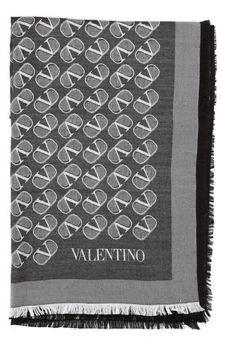 Valentino + Vlogo Silk & Virgin Wool Square Scarf