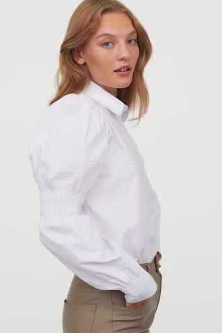 H&M + Cotton Puff-Sleeved Blouse