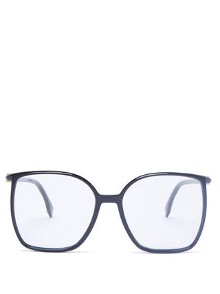 Fendi + FF-Logo Oversized Square Acetate Glasses