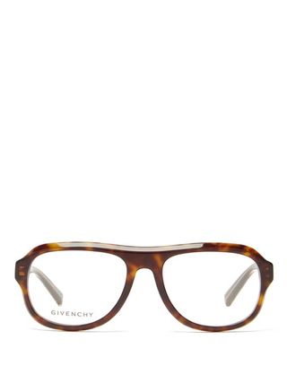 Givenchy + Aviator Tortoiseshell-Acetate Glasses