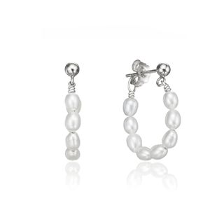 Lily & Roo + Silver Seed Pearl Hoop Earrings