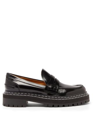 Proenza Schouler + Topstitched Patent-Leather Loafers
