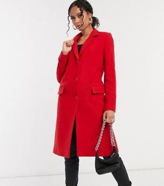 Helene Berman + Button Down College Coat in Red