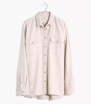 Madewell + Flannel Flap-Pocket Oversized Ex-Boyfriend Shirt
