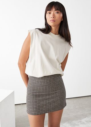 & Other Stories + Houndstooth Wool Blend Mini Skirt