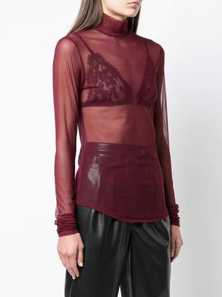 Nomia + Long Sleeve Mock Neck Wine