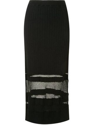 Proenza Schouler + Ribbed Knit Lace Midi Skirt