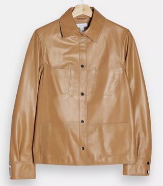 Topshop Boutique + Camel Essential Leather Shirt