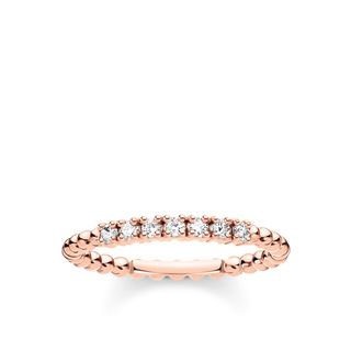 Thomas Sabo + 18k Rose Gold-Plated and 925 Sterling Silver Ring with White Stones