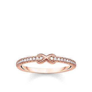 Thomas Sabo + Infinity 18k Rose Gold-Plated and 925 Sterling Silver Ring with White Stones