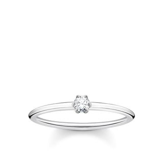 Thomas Sabo + Solitaire 925 Sterling Silver White Stone Ring