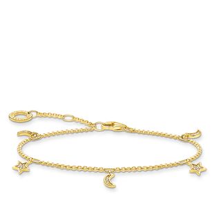 Thomas Sabo + 18k Yellow Gold-Plated and 925 Sterling Silver Moon and Star Bracelet