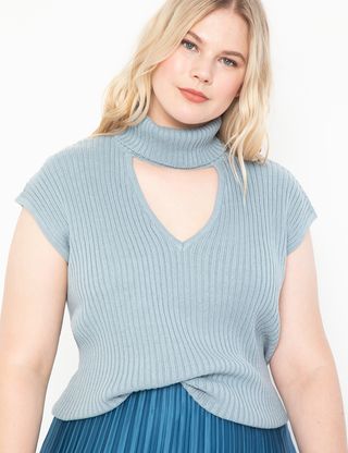 Eloquii + Turtleneck Cutout Sweater