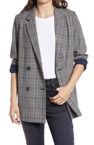 Madewell + Caldwell Miltmore Plaid Double Breasted Blazer