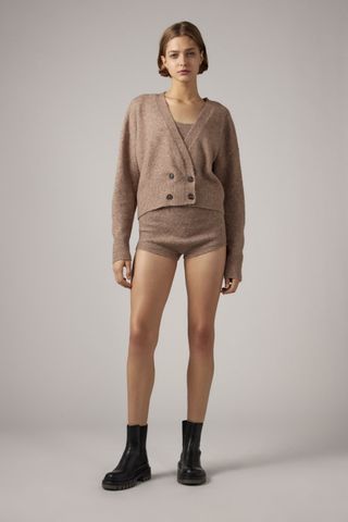 Zara + Crossover Buttoned Knit Cardigan