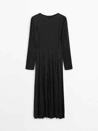 Massimo Dutti + Pleated Dress With Back Slit