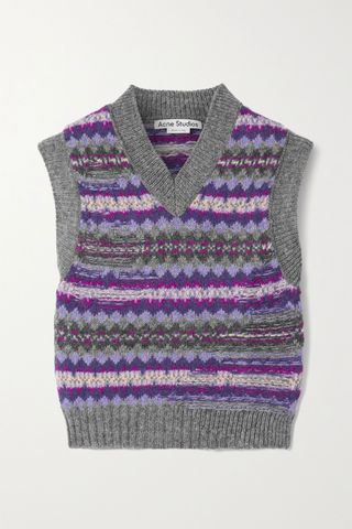 ACNE Studios + Cropped Intarsia Wool Sweater